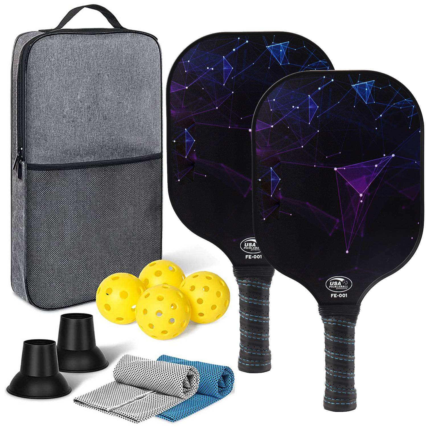 [Ultra-Light match-level carbon fiber-24] Double shot+4 balls+backpacks+two sweat towels+two pickers